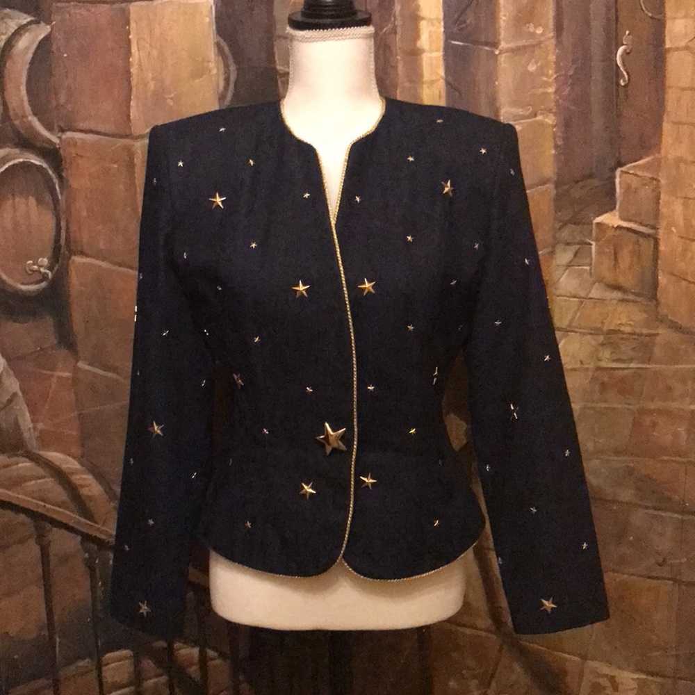 🛑SOLD🛑Nieman Marcus Jean Jacket with Star ⭐️accents